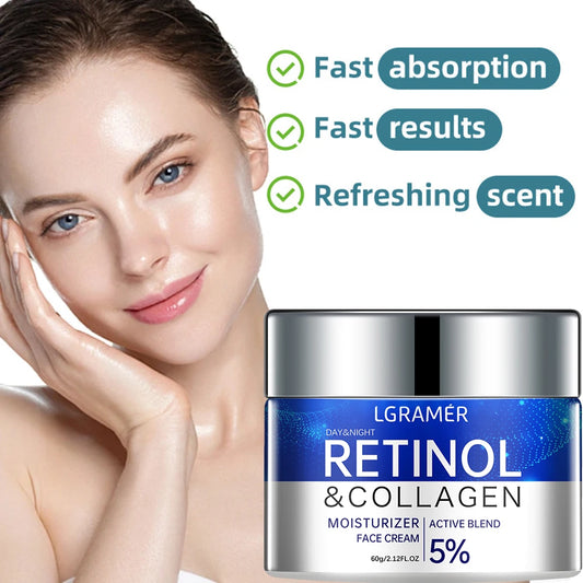 Crème Visage au Rétinol Anti-Âge LGRAMER – Raffermissante, Anti-Rides & Hydratante