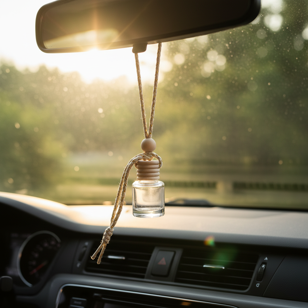 Flacon diffuseur voiture – mise en scène