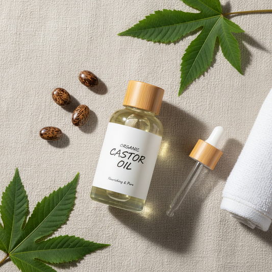 Huile Ricin Bio - Flat lay botanique