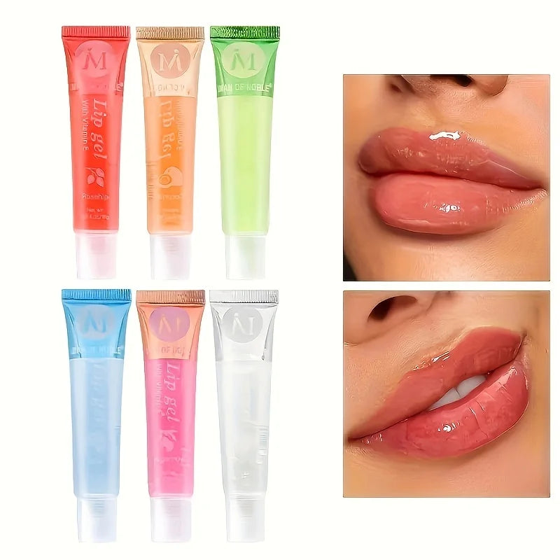 Lot de 6 Gloss Hydratants Transparents – Huiles à Lèvres Repulpantes