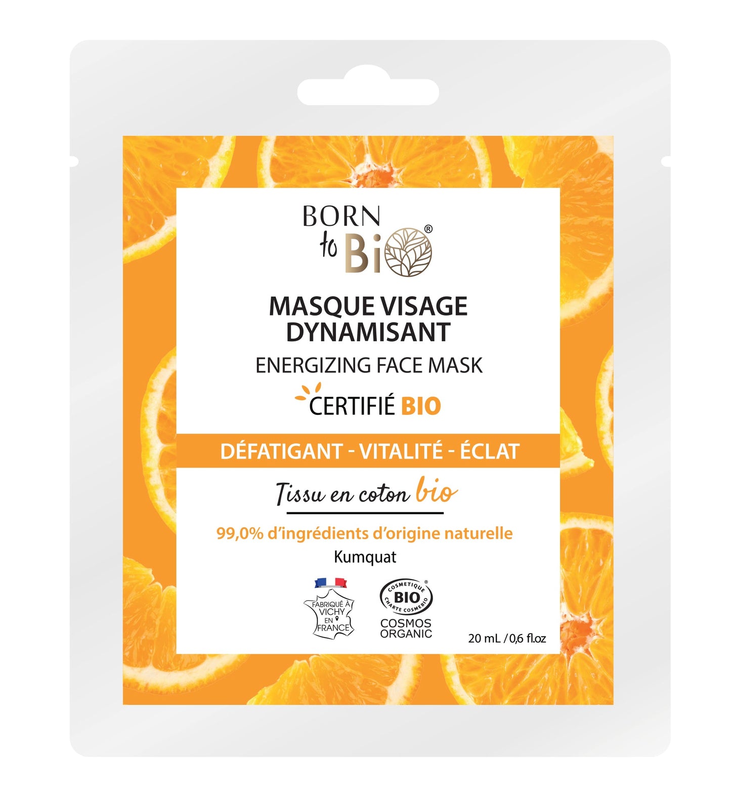 Masque Visage Dynamisant en Coton Certifié Bio – Éclat & Vitalité
