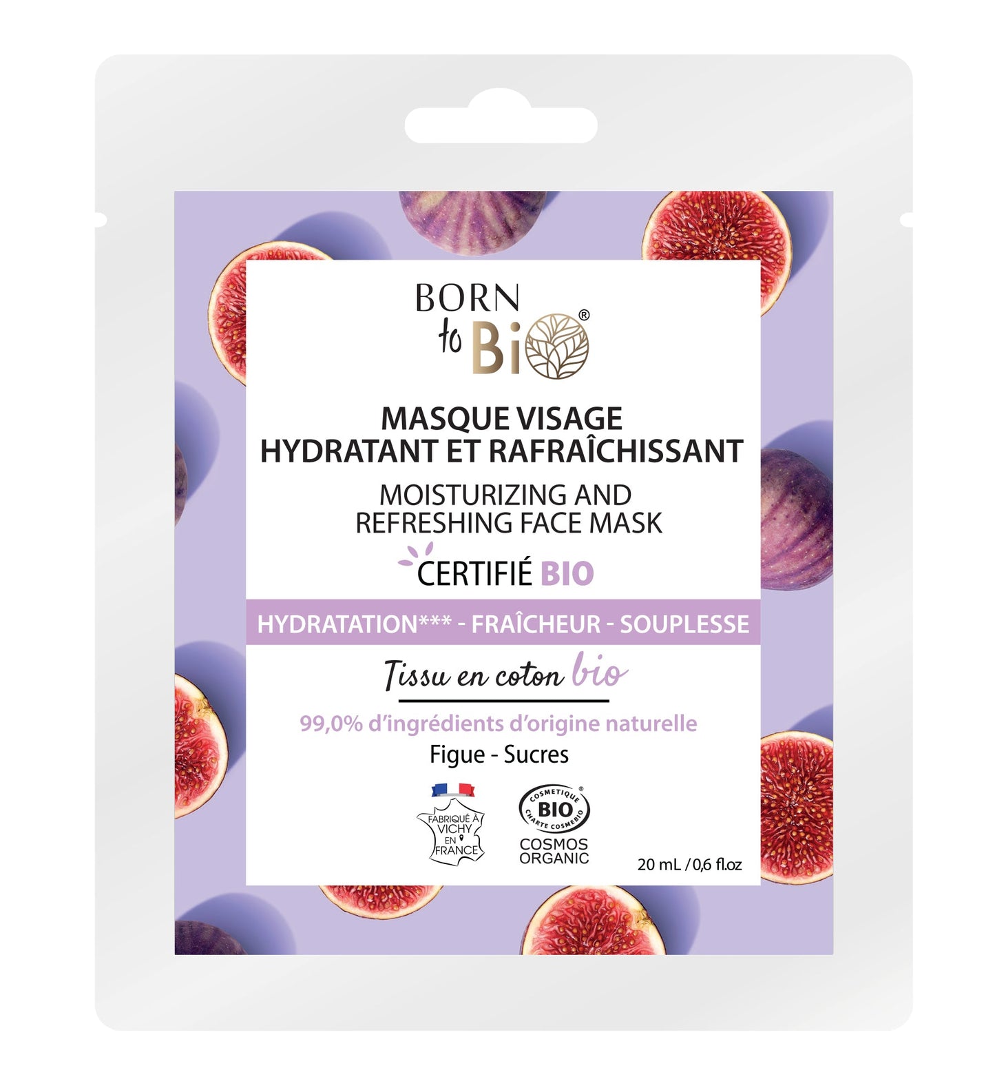 Masque Visage Hydratant & Rafraîchissant Bio – Tissu Coton | Born to Bio