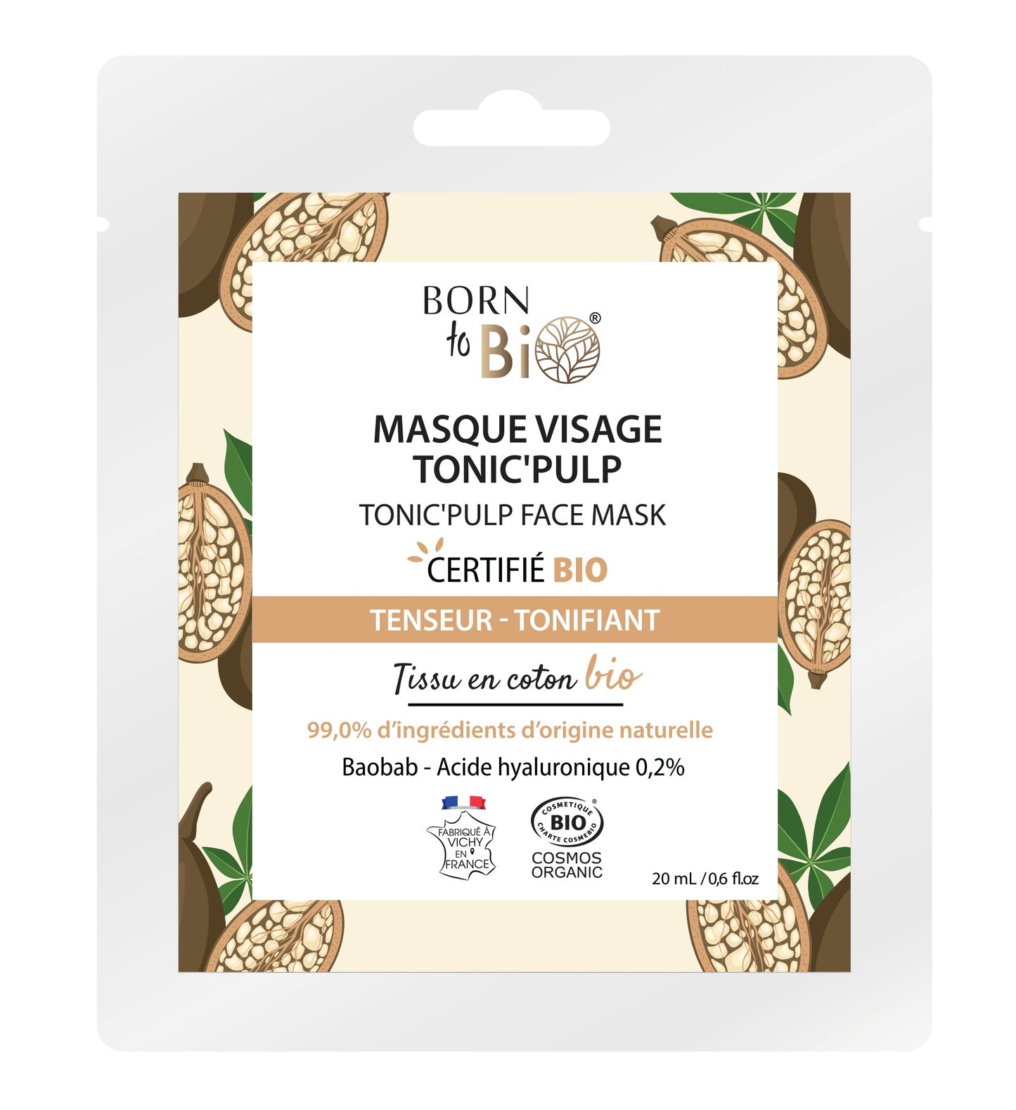 Masque Visage Tonic'Pulp en Coton Certifié Bio – Soin Cocooning