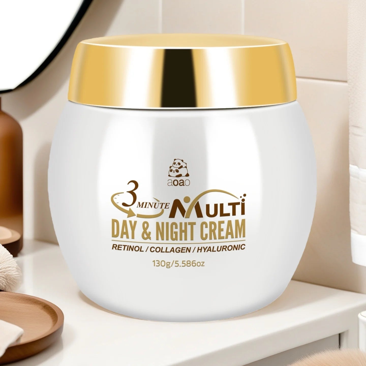 Crème Hydratante 3 Minutes au Rétinol, Collagène & Acide Hyaluronique – Fermeté & Éclat, Homme & Femme