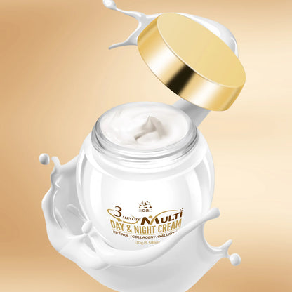 Crème Hydratante 3 Minutes au Rétinol, Collagène & Acide Hyaluronique – Fermeté & Éclat, Homme & Femme