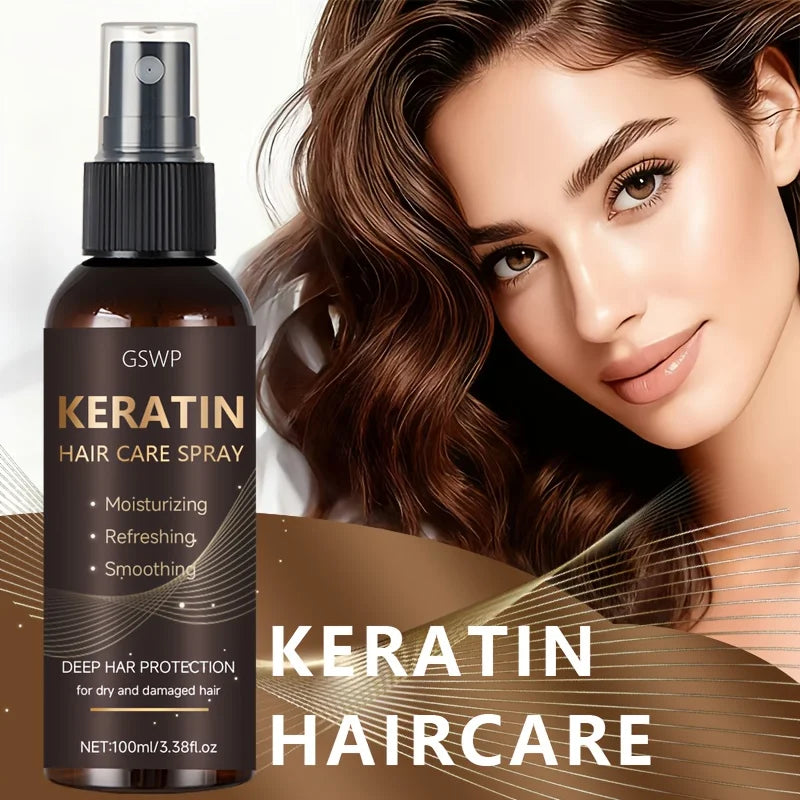 Spray Capillaire Kératine, Huile de Ricin & Argan 100ml – Hydratation & Brillance