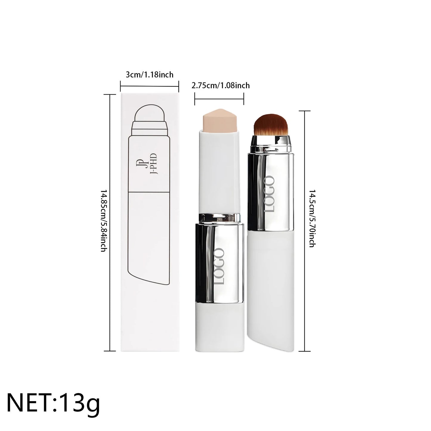 Fond de Teint Stick 2-en-1 à Embout Pinceau – Léger, Hydratant & Longue Tenue, Tous Types de Peau