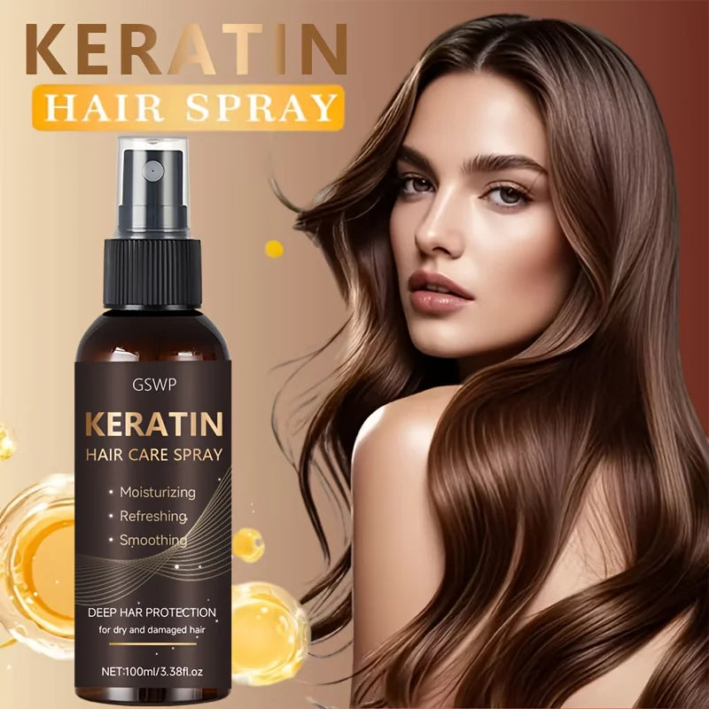 Spray Capillaire Kératine, Huile de Ricin & Argan 100ml – Hydratation & Brillance