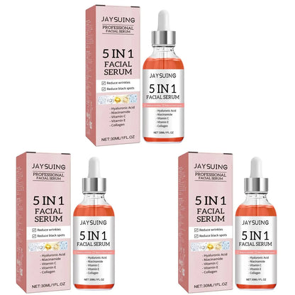 Sérum Visage 5 en 1 à l'Acide Hyaluronique Jaysuing 30ml – Hydratant, Anti-Âge, Éclat & Pores Resserrés