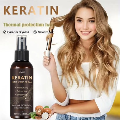 Spray Capillaire Kératine, Huile de Ricin & Argan 100ml – Hydratation & Brillance