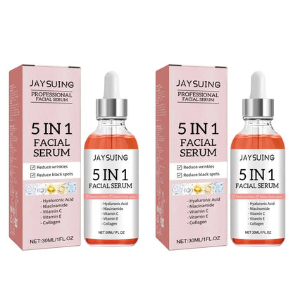 Sérum Visage 5 en 1 à l'Acide Hyaluronique Jaysuing 30ml – Hydratant, Anti-Âge, Éclat & Pores Resserrés