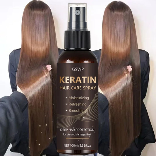 Spray Capillaire Kératine, Huile de Ricin & Argan 100ml – Hydratation & Brillance
