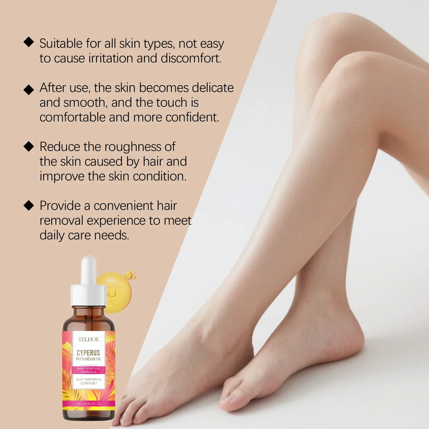 Huile Soin Après-Épilation – Apaisante, Hydratante & Inhibitrice de Repousse (60ml)