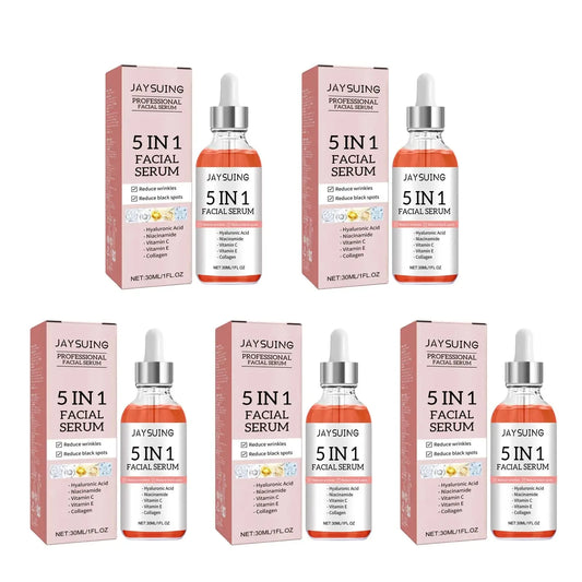 Sérum Visage 5 en 1 à l'Acide Hyaluronique Jaysuing 30ml – Hydratant, Anti-Âge, Éclat & Pores Resserrés