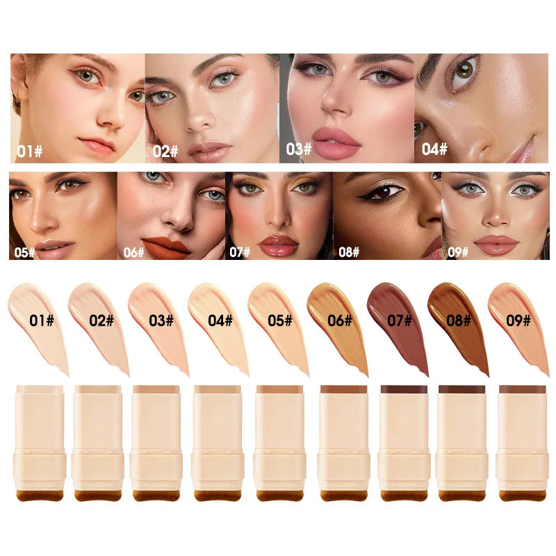 Fond de Teint Stick Correcteur Double Tête – 9 Teintes, Waterproof & Longue Tenue