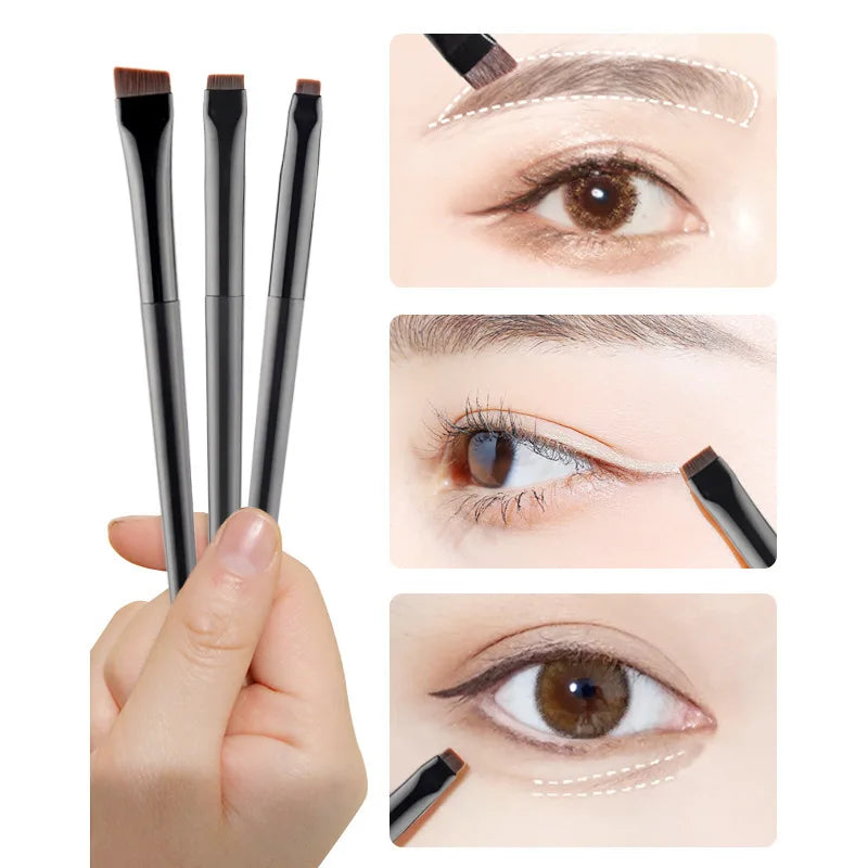 Set 3 Pinceaux Yeux Professionnels – Eyeliner, Sourcils & Ombre à Paupières