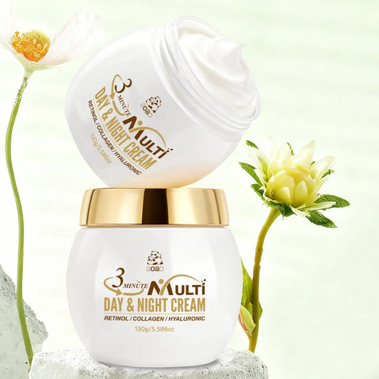 Crème Hydratante 3 Minutes au Rétinol, Collagène & Acide Hyaluronique – Fermeté & Éclat, Homme & Femme