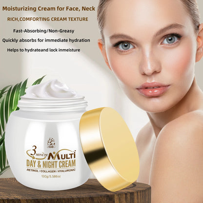 Crème Hydratante 3 Minutes au Rétinol, Collagène & Acide Hyaluronique – Fermeté & Éclat, Homme & Femme