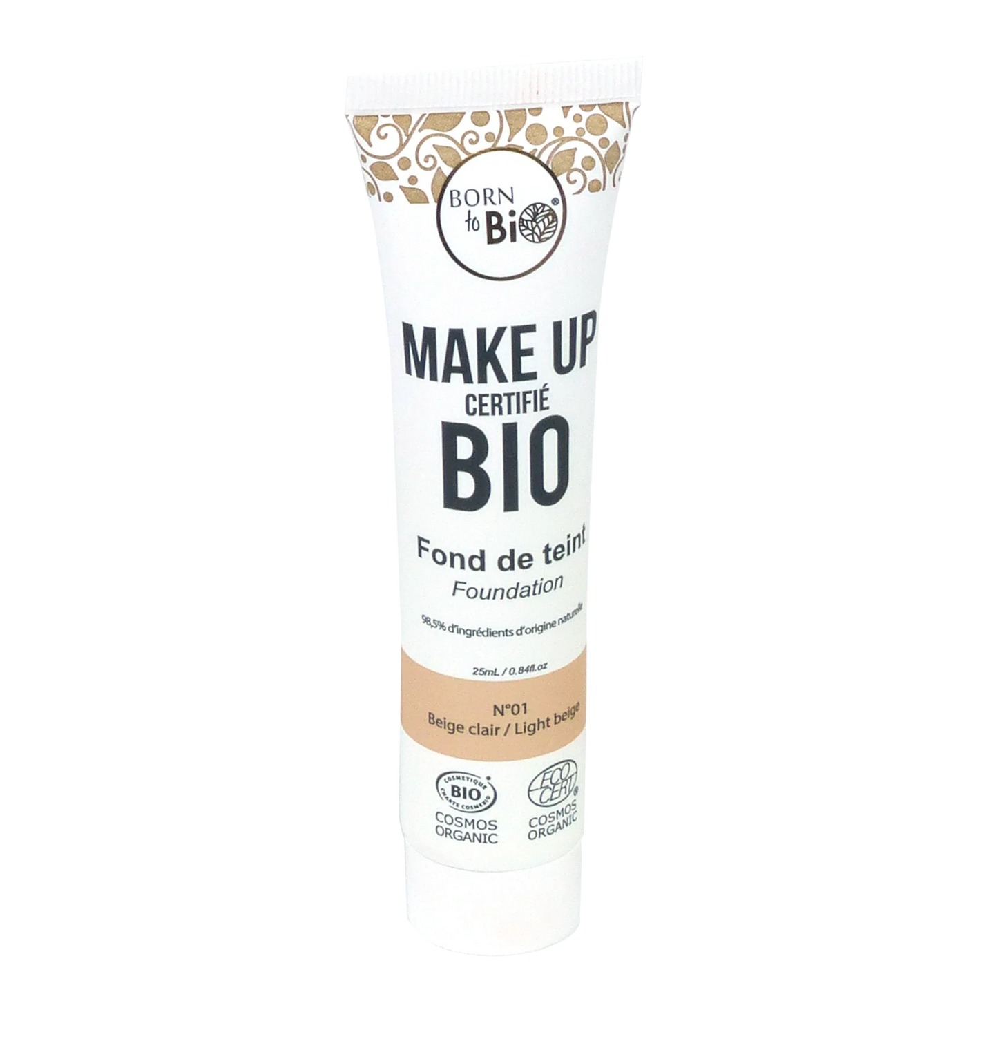 Fond de Teint Fluide Certifié Bio – Fini Mat, 4 Teintes
