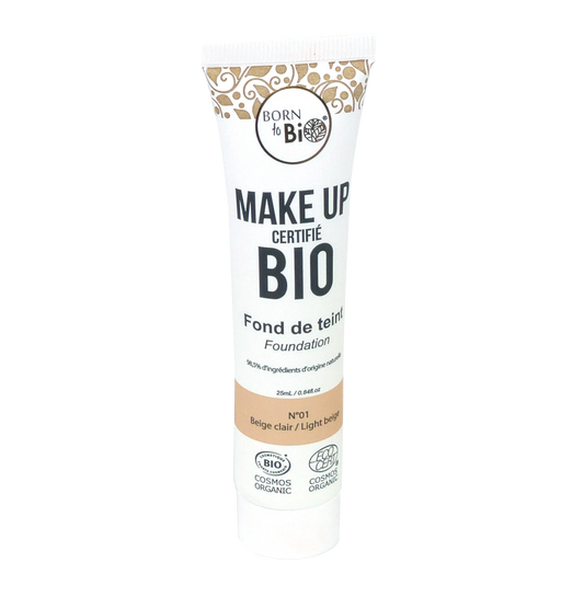 Fond de Teint Fluide Certifié Bio – Fini Mat, 4 Teintes