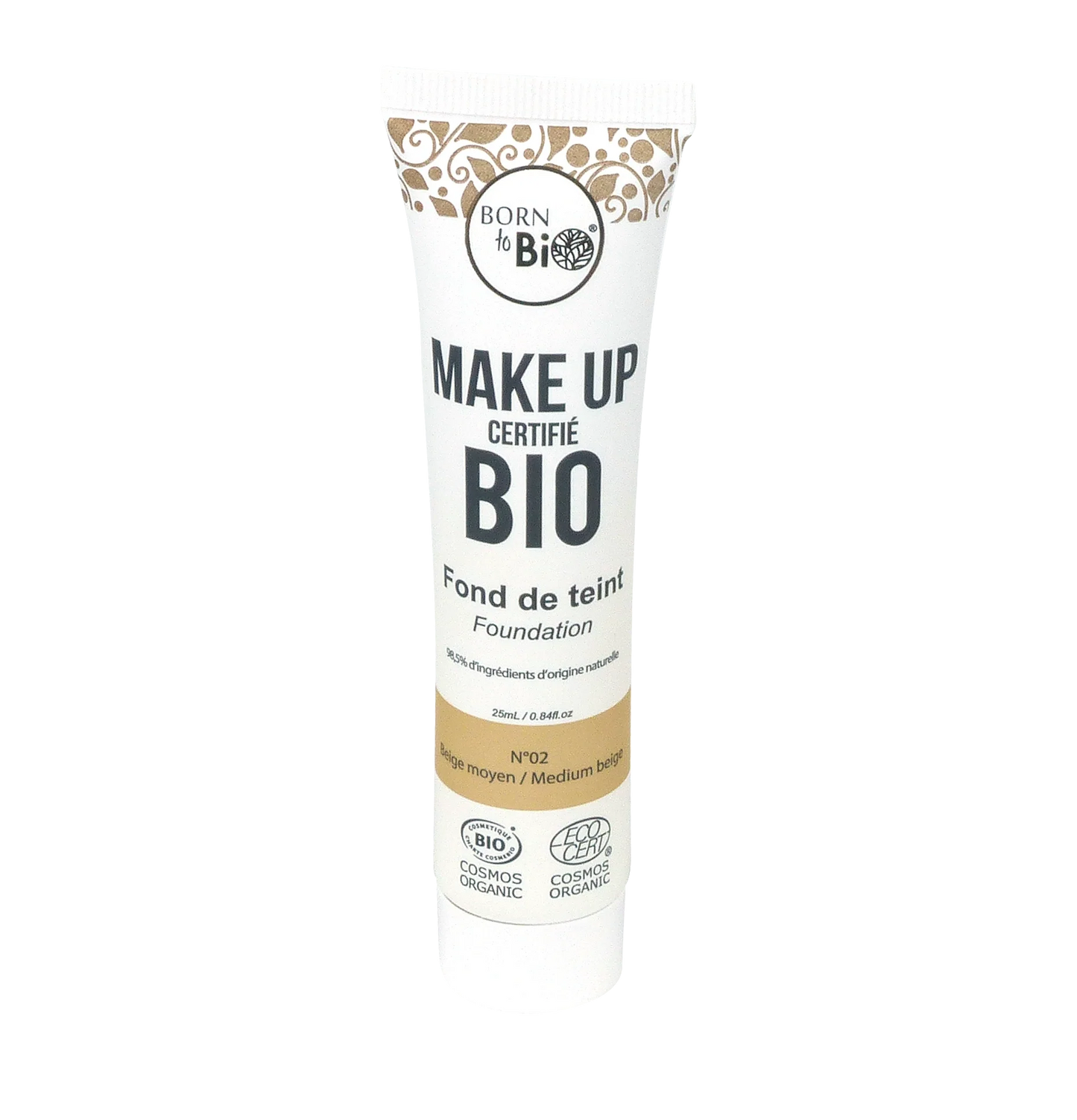 Fond de Teint Fluide Certifié Bio – Fini Mat, 4 Teintes