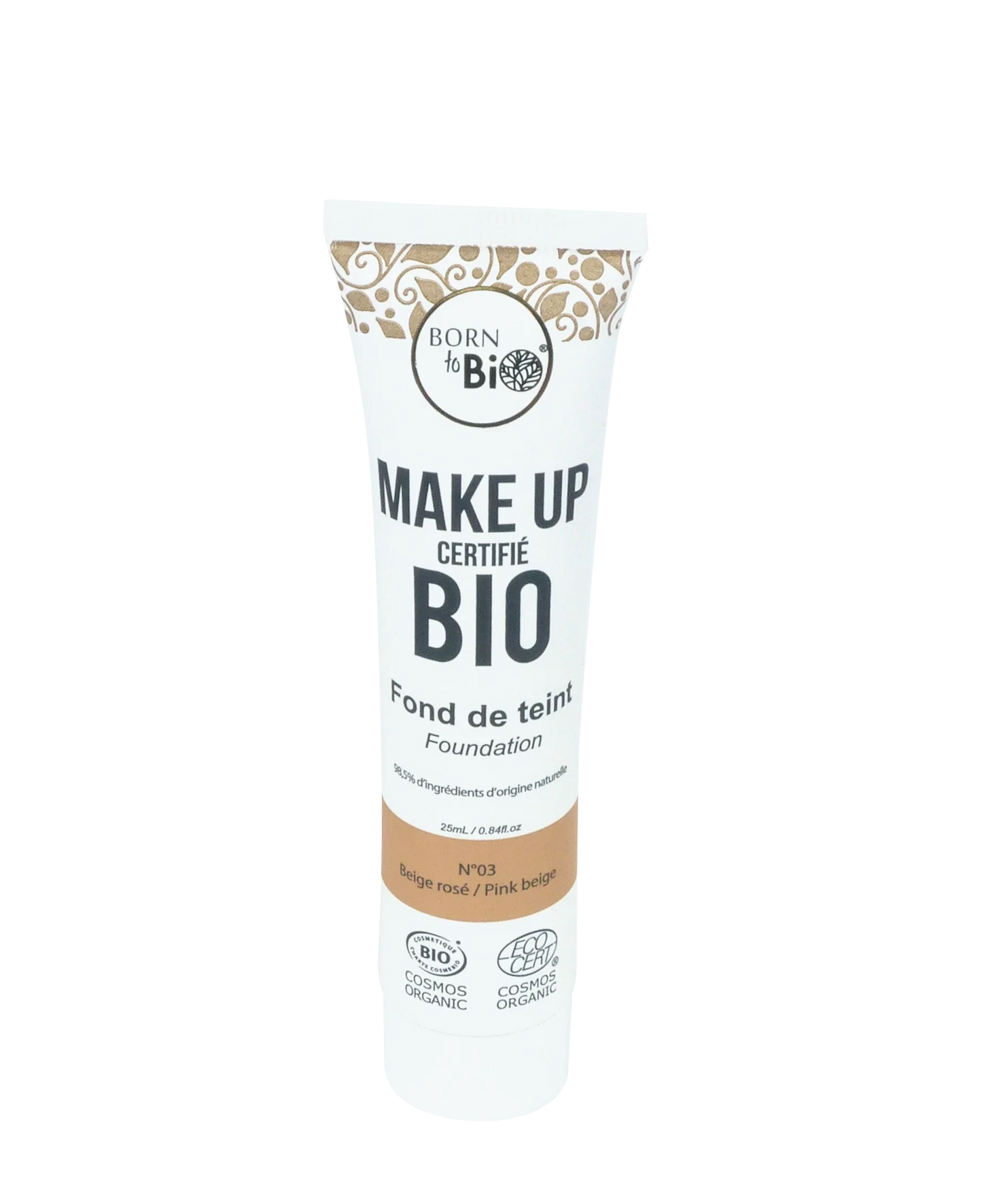 Fond de Teint Fluide Certifié Bio – Fini Mat, 4 Teintes
